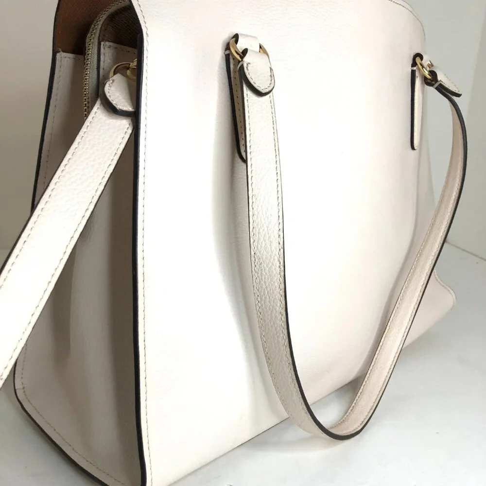 Coach Tatum Large Leather Carryall Tote Shoulder Bag Chalk (Cream) AUTHENTICATED - Picture 3 of 16